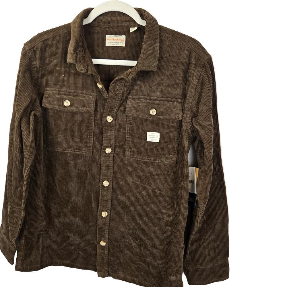 Weatherproof Vintage Shirt L Dark Brown Corduroy Cotton GORPCORE WESTERN COWGIRL